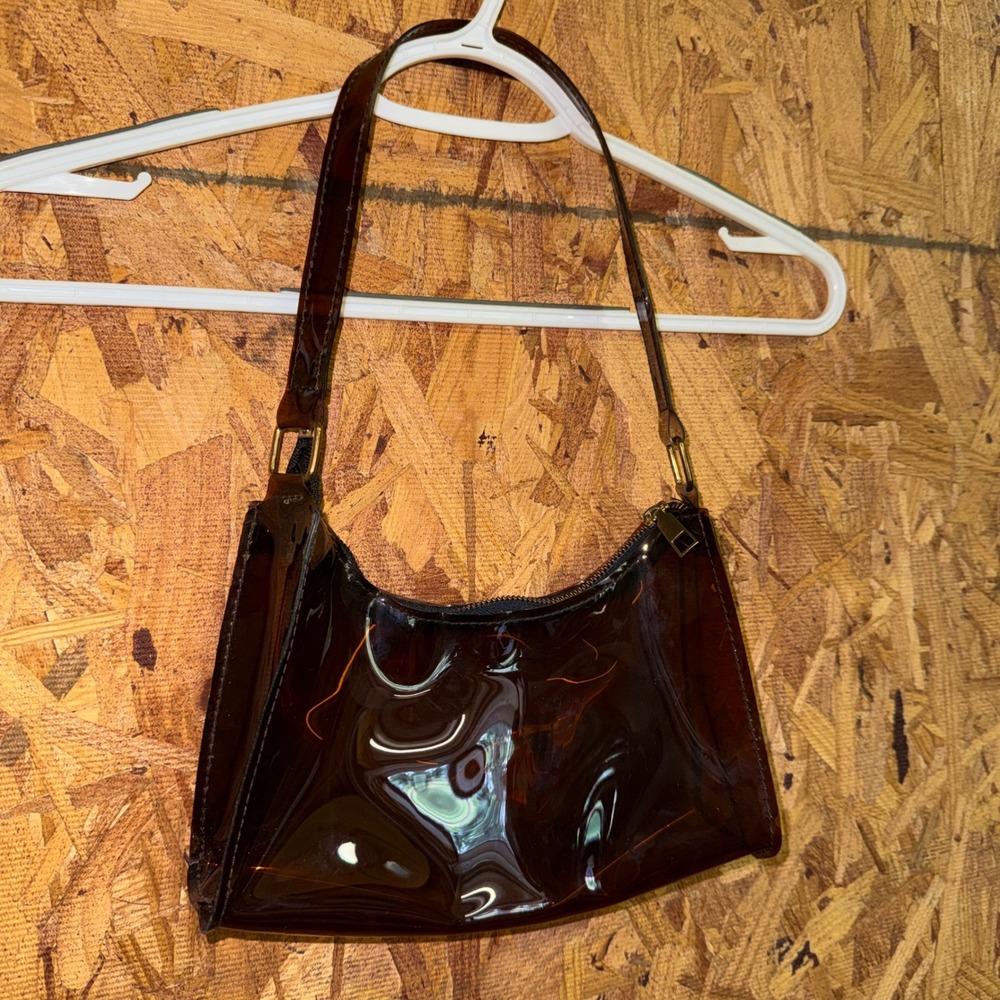 Y2K Clear Brown Shoulder Bag Small Purse Sporty Party Casual Chic Neutral Simple